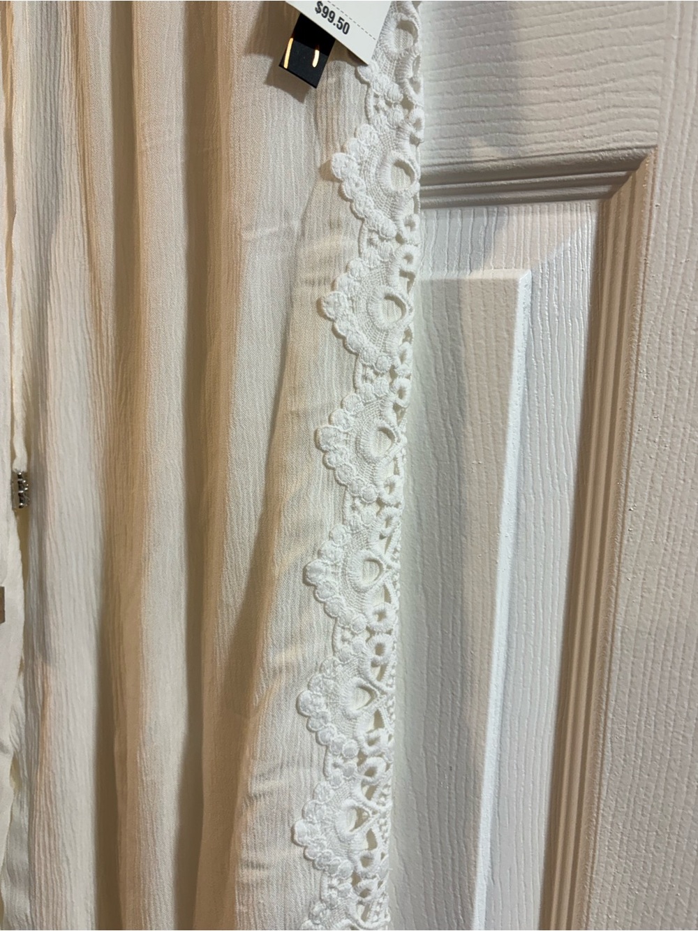 INC International Concepts Cream Crochet-Trim Wide Leg Pants - Picture 4 of 6